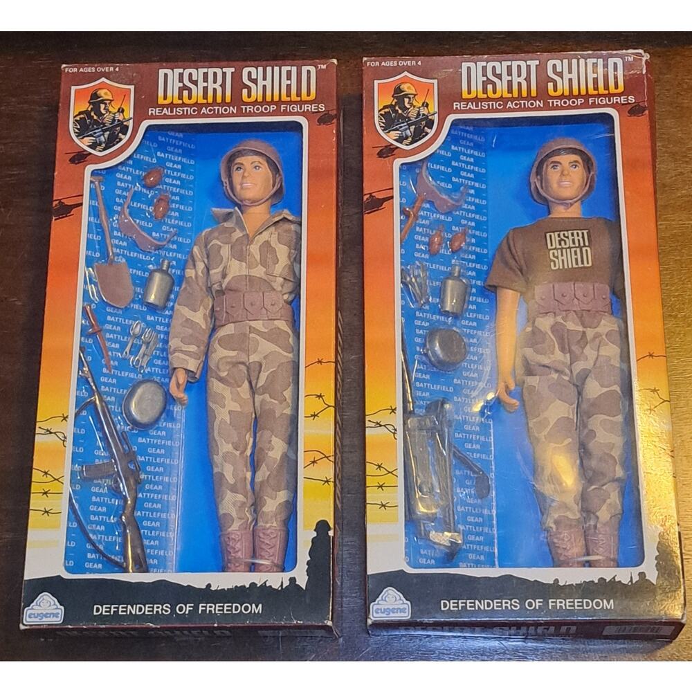 Vintage Eugene Doll Desert Shield Action Figure Soldier 12" NOS 1991 - 2 Pack